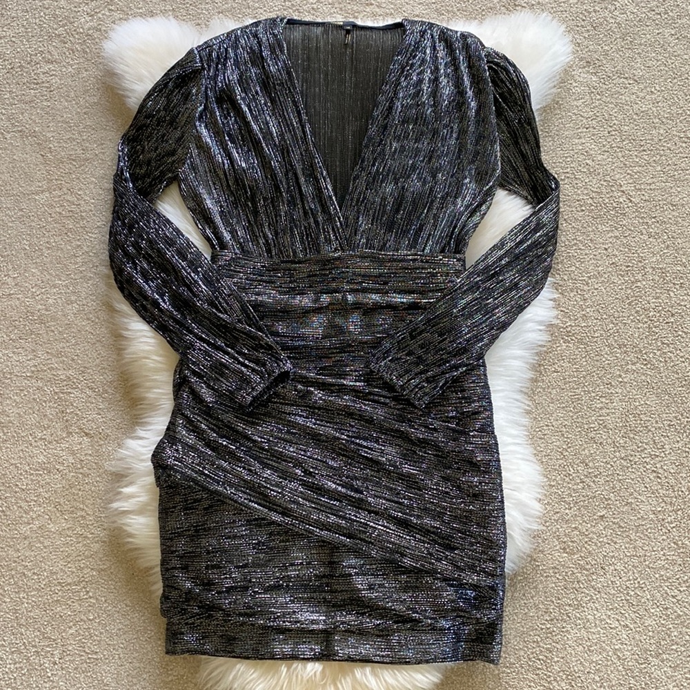 NWOT Maje Lurex Draped Mini Dress - Size 36 - Picture 4 of 5